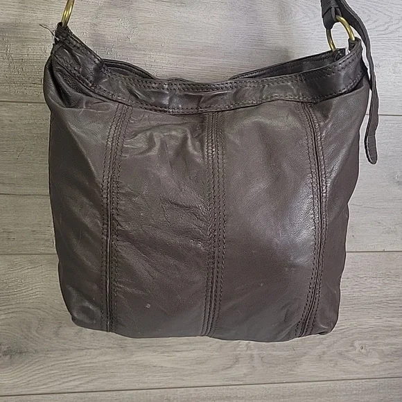 Lucky Brand Brown Leather Crossbody Bucket Shoulder Bag - Picture 2 of 11